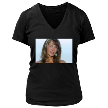 Sophie Marceau Women's Deep V-Neck TShirt