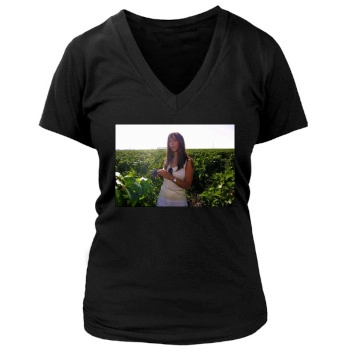 Sophie Marceau Women's Deep V-Neck TShirt