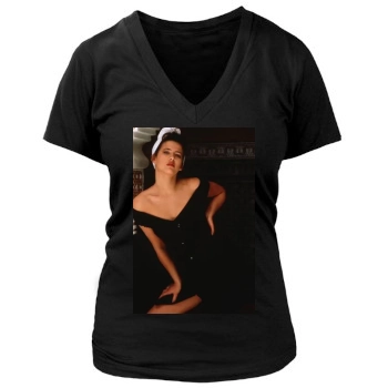 Sophie Marceau Women's Deep V-Neck TShirt