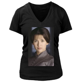 Sophie Marceau Women's Deep V-Neck TShirt