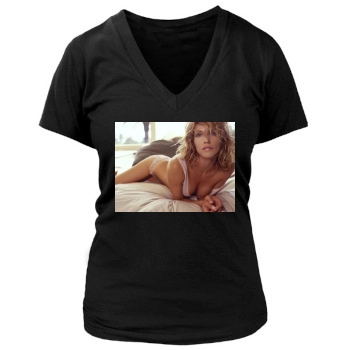 Tricia Helfer Women's Deep V-Neck TShirt