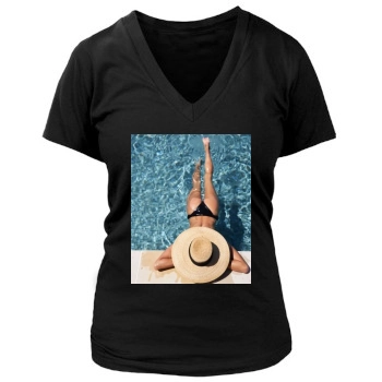 Alessandra Ambrosio Women's Deep V-Neck TShirt