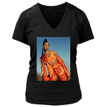 Alicia Keys Women's Deep V-Neck TShirt