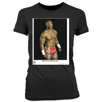 shelton benjamin Women's Junior Cut Crewneck T-Shirt