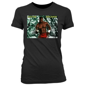 shelton benjamin Women's Junior Cut Crewneck T-Shirt