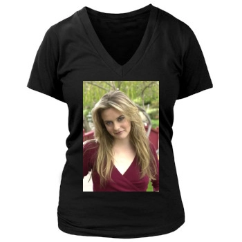 Alicia Silverstone Women's Deep V-Neck TShirt